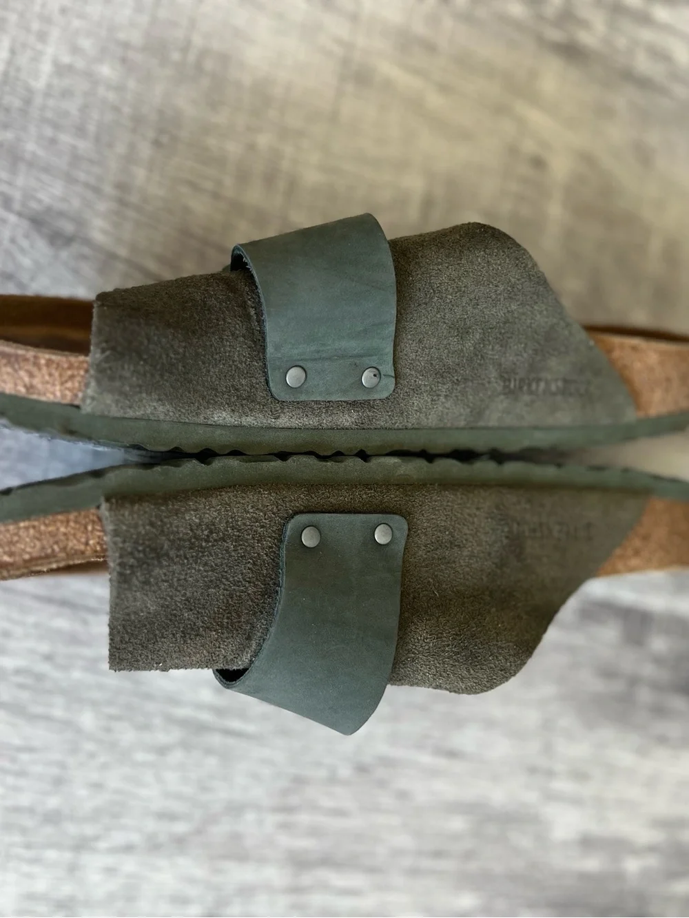 Birkenstock Olive Green Suede Slide Sandals
